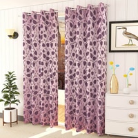 Sophia Pink Color Floral Long Door Curtain - Set of 2