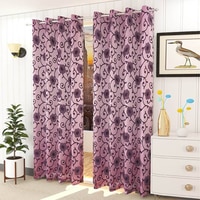 Scarlett Pink Color Floral Window Curtain   Set of 2