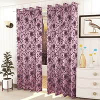 Scarlett Pink Color Floral Long Door Curtain - Set of 2