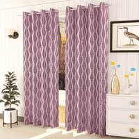 Hazel Pink Color Abstract Window Curtain   Set of 2