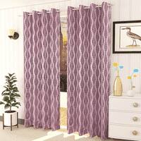 Hazel Pink Color Abstract Door Curtain - Set of 2