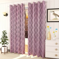 Hazel Pink Color Abstract Long Door Curtain - Set of 2