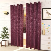 Imana Purple Color Floral Long Door Curtain - Set of 2