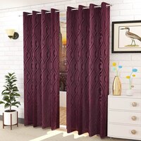 Tuireann Purple Color Abstract Door Curtain - Set of 2