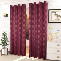 Everly Purple Color Abstract Door Curtain - Set of 2