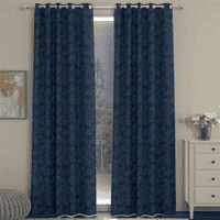 Paul Dark Blue Polyester Room-Darkening 9 ft Long Door Curtain
