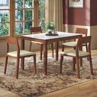 Emry Rectangular Statuario Ceramic 4 Seater Dining Table With Clarke Dining Chair