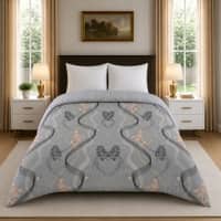 Grey Floral 300 GSM Cotton Double Bed Size Comforter from Threads