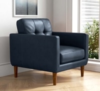 Shlok PU Leather Accent Chair in Blue