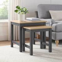 Wynmist Nesting Side Table Natural Mango Wood Top Charcoal Base