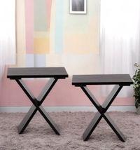 Darcy Sheesham Wood Contemporary Rectangle Set Of 2 Tea Table  Side Tables In Dark Mahagony Finish