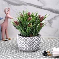 Pristine And Awe-Struck Indoor Purple Faux Plant With Ceramic Pot
