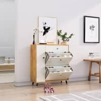 Hexa Red Engineered Wood Shoe Rack in Giant Wood and Frosty White Colour