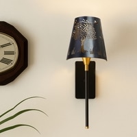 Devansh Metal Electric Wall Light in Black Colour with Black Shade Count of 1 Light