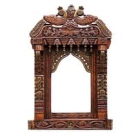 Desert Art Solid Wood Peacock Jharokha Wall Frame 36 Inch in Copper Colour