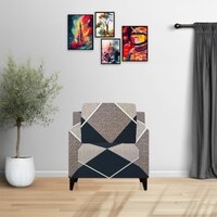 1 Seater Navy Cubes Sofa Cover