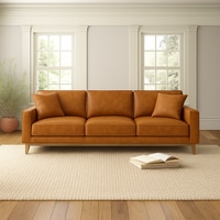 Airy 3 Seater Sofa In Leatherette Brown Color