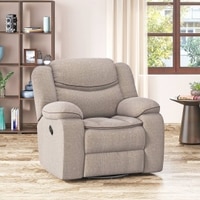 Atticus Single Seater Swivel Rock Recliner in Shitake Beige Premium Chenille Fabric
