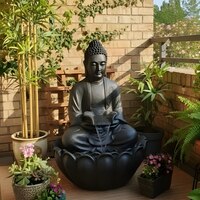 Black Fiber Glass Lotus Buddha Indoor Water Fountain