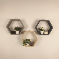 Oliver Iii Hexagonal Shaped Set Of 3 Wooden Wall Shelves