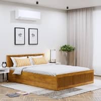 Hexa Engineered Wood Modern Queen Bed With Headboard With Storage In Giant Wood