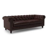Winchester 3 Seater Half Leather Sofa in Chocolate Colour