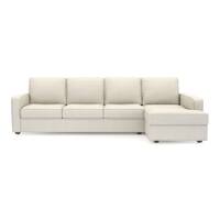 Apollo Sofa (Colour : Pearl, Cushion : Hard, Back Type : Regular, Seating Capacity : Right Aligned 3 Seater + Right Aligned Chaise + Ottoman)