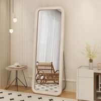 The Artment Unbreakable Beige Square Puff Floor Mirror (160 x 50) cm