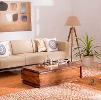 Vector Rectangular Solid Wood Coffee Table In Teak Finish
