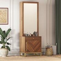 Nina Dressing Table with Storage Drawer in Amber Walnut Finish