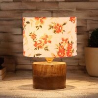 DArtagnan Multicolor cotton table lamp with Natural Wood Base