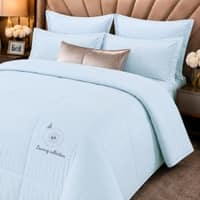 Blue Shade Solid Plan Super Soft Cotton Double Bedquilted Comfoter  250 X 230 Ms