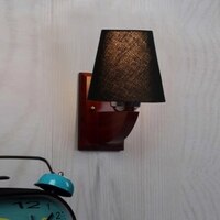 Devansh Solid Wood Electric Wall Light in Black Colour with Black Shade Count of 1 Light
