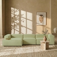 Elegantedge Wood Right Aligned 3-Seater With Upholstery Non Storage Sofa In Green Colour
