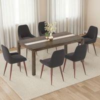 Atlas Crest Solid Wood 6 Seater Dining Table with 6 Rickman Lounge Chair
