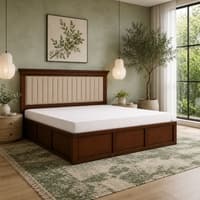 Leher Solid Wood Comfort King Bed Box Storage Provincial Teak Finish Mattress 72 x 78 Inches