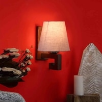 Devansh Solid Wood Electric Wall Light in Grey Colour with Grey Shade Count of 1 Light