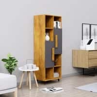 Hexa Engineered Wood Bookshelf Multipurpose Storage Rack in Giant Wood and Slate Grey Colour