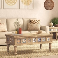 Azul Rectangular Solid Wood Coffee Table In Brushed Bali Oak Finish