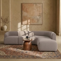 Zenliving Wood Left Aligned 3-Seater With Upholstery Non Storage Sofa In Beige Colour