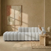 Chiccomfort Wood 3 Seater With Upholstery Non Storage Sofa In White Colour
