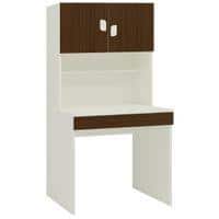 Corolla Study Desk with Drawer Built In Bookshelf and Petal Handles in Coffee Walnut Colour