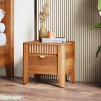 Toledo Solid Wood Bedside Table In Amber Walnut Finish