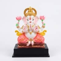Devotional Lotus Grace Ganesha Statue in White Colour
