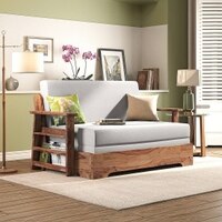 Mahim Compact 3 Seater Sofa cum Bed in Vapour Gery Colour With Storage