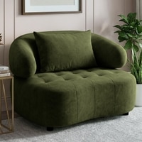 Henry Velvet 1 Seater Sofa Olive Green Color