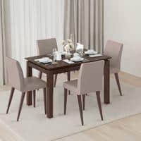Diner Solid Wood 4 Seater Dining Table With Set Of 4 Persica Chairs (Finish- Dark Walnut)