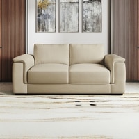 Miles 2 Seater Leatherette Sofa In Cream Leathrette