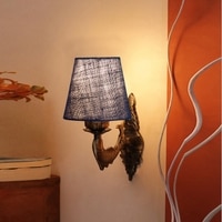 Devansh Metal Electric Wall Light in Antique Gold Colour with Blue Shade Count of 1 Light