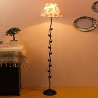 Leonara Multicolour Fabric Floor Lamp with Black Iron Base
